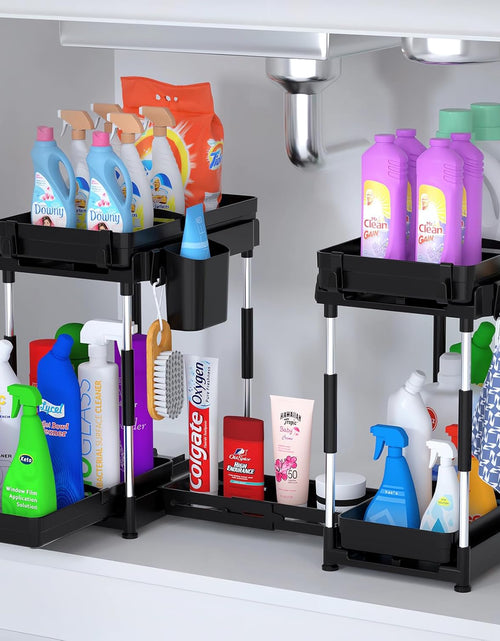 Load image into Gallery viewer, Double Sliding Under Sink Organizers and Storage - Adjustable 2 Tier Pull Out Under Cabinet Organizer, 2 Pack
