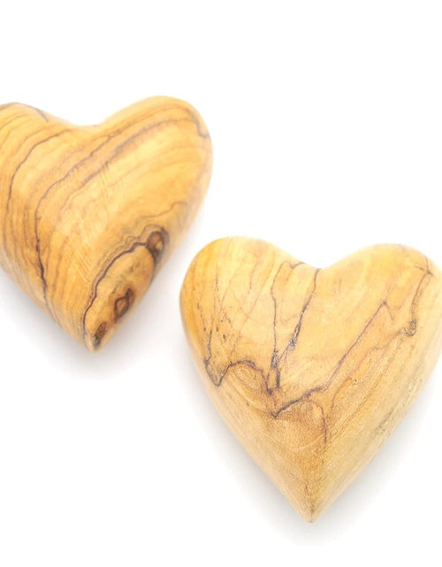 Load image into Gallery viewer, Handmade Wooden Hearts, Set of Five Olive Wood Carved Hearts from the Holy Land,for Wedding, Wood Heart Décor
