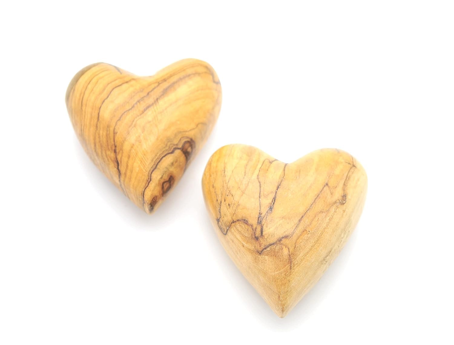 Handmade Wooden Hearts, Set of Five Olive Wood Carved Hearts from the Holy Land,for Wedding, Wood Heart Décor