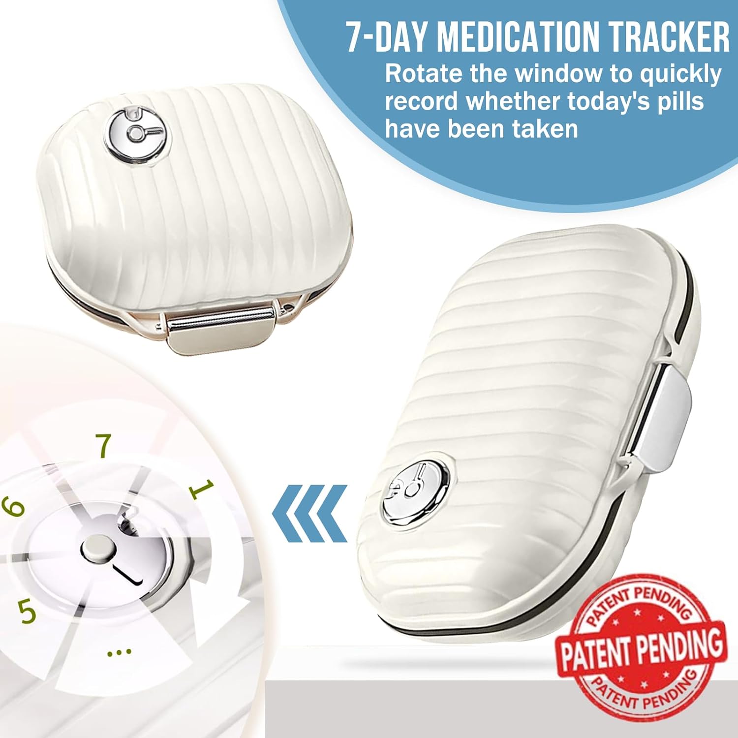 Travel Pill Organizer, 2 Pack Portable Pill Box 7 Day Small Pill Case Moisture Proof Daily Medicine Vitamin Container  (Small+ Large)