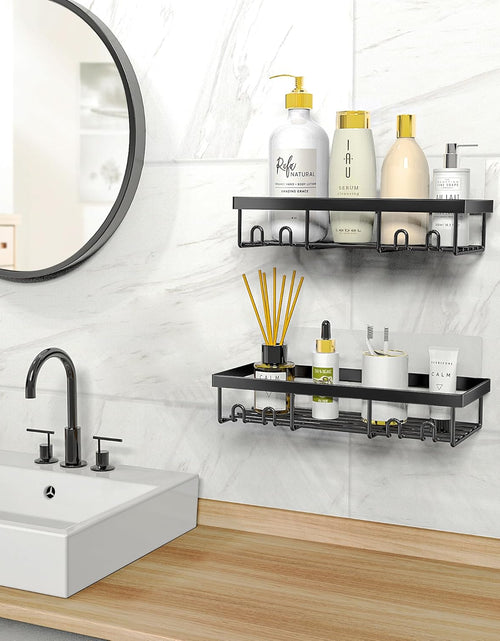 Load image into Gallery viewer, Shower Caddy Shelf Organizer Rack, Self Adhesive Black Bathroom Shelves Basket, Black
