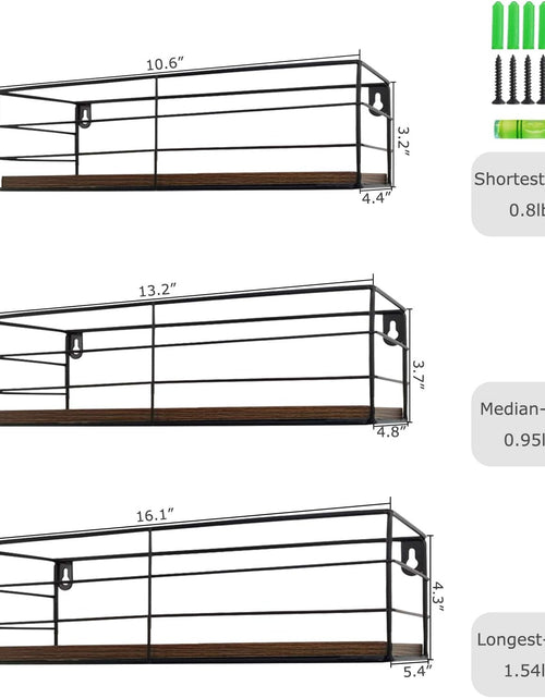 Load image into Gallery viewer, Floating Shelves Wall Mounted Set of 3, Hanging Storage Shelf for Bathroom, Living Room, Bedroom, Kitchen Home Decor, Brown
