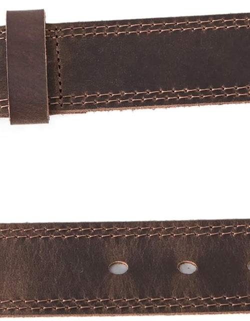 Load image into Gallery viewer, Men&#39;s Genuine Leather Casual Every Day Jeans Belts, Handmade with Gift Box, Bourbon Brown (Double Stitch) (36,waist 34)
