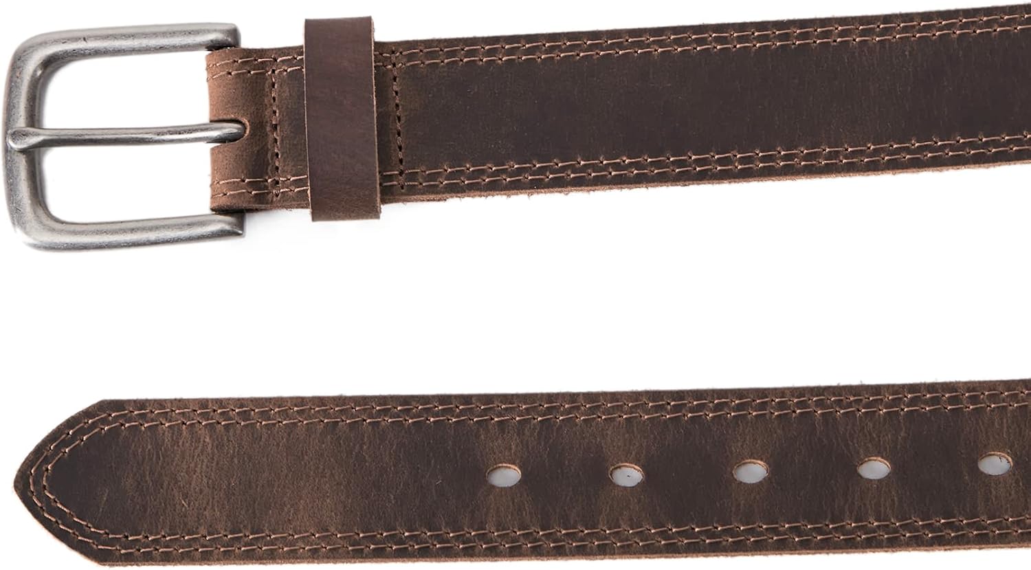 Men's Genuine Leather Casual Every Day Jeans Belts, Handmade with Gift Box, Bourbon Brown (Double Stitch) (36,waist 34)