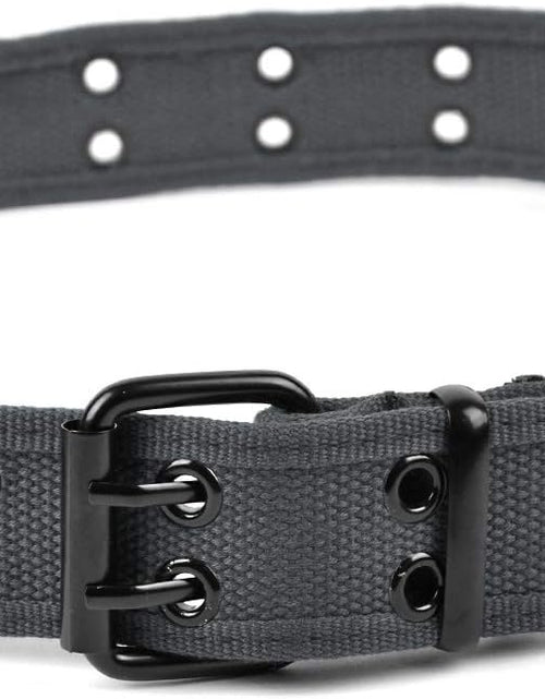 Load image into Gallery viewer, Parquet Casual Unisex Canvas Belt Double Hole Belt - Double Grommets Belt for Men and Women, Charcoal, Medium
