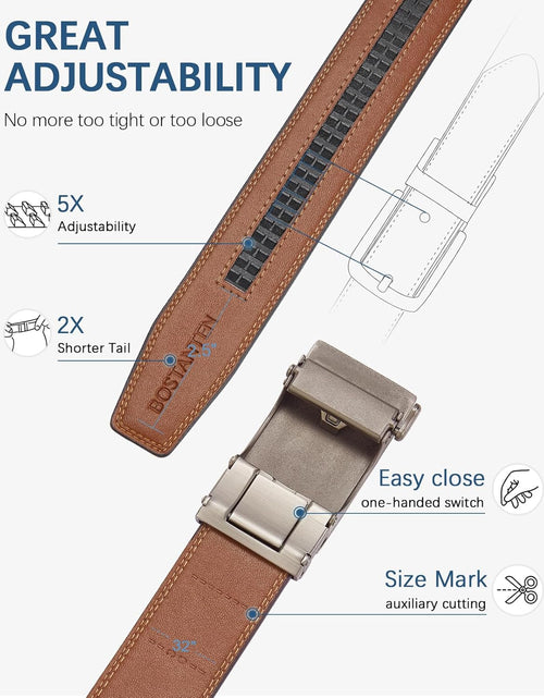 Load image into Gallery viewer, Mens Belt Leather Ratchet Belt For Men Dress and Casual with Adjustable Buckle, Trim to Fit (36&quot;-42&quot; Waist Adjustable)
