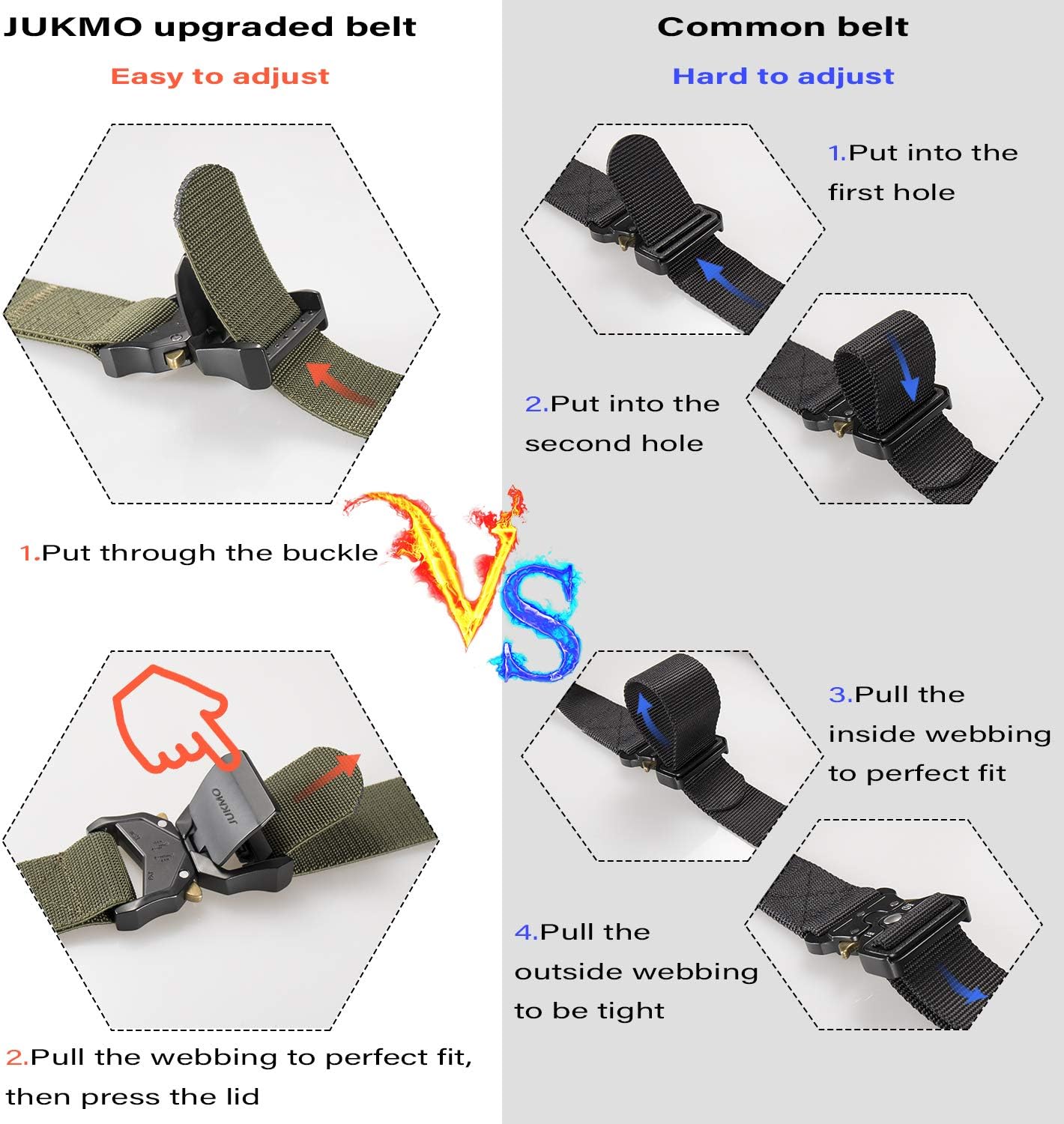 2 Pack Military Hiking Rigger 1.5" Nylon Web Work Belt with Heavy Duty Quick Release Buckle (Medium, Waist 36 Inches)