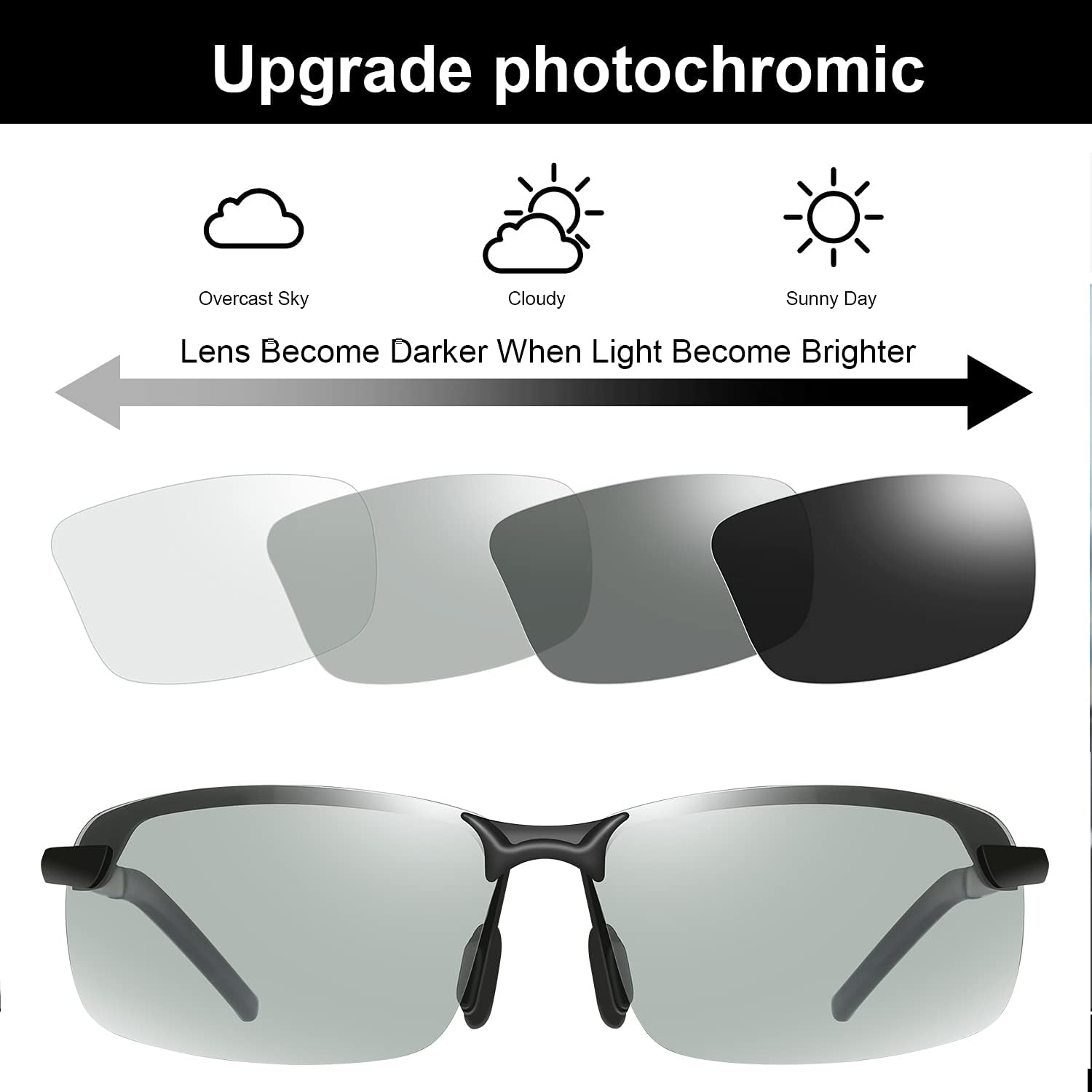Polarized Photochromic Driving z87 Sunglasses For Men Women Day and Night safety glasses, Black Frame