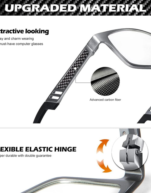 Load image into Gallery viewer, Blue Light Blocking Glasses Men Computer Gaming Glasses Lightweight Al-Mg Metal Anti Eyestrain UV400 Clear Lens Eye Protection (A02-gunmetal)
