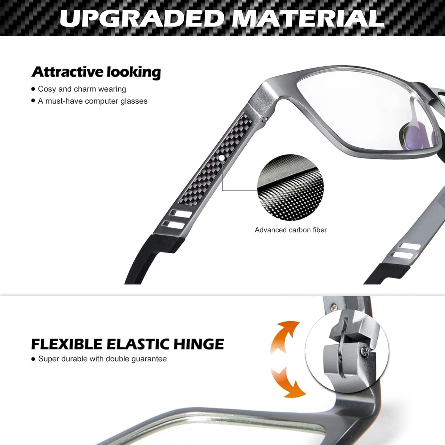 Blue Light Blocking Glasses Men Computer Gaming Glasses Lightweight Al-Mg Metal Anti Eyestrain UV400 Clear Lens Eye Protection (A02-gunmetal)