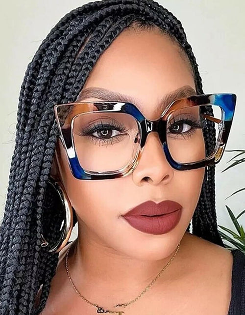 Load image into Gallery viewer, Oversized Blue Light Glasses for Women, Anti Fatigue Prevent Headache Computer Eyeglasses, Flower
