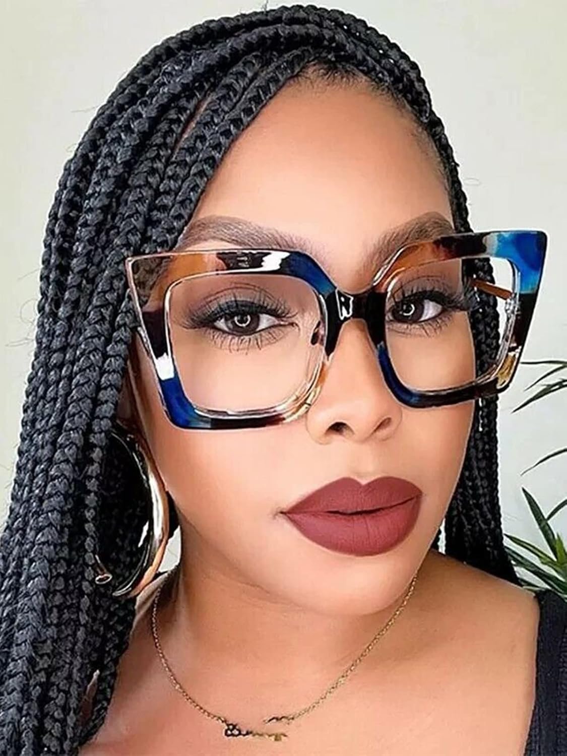 Oversized Blue Light Glasses for Women, Anti Fatigue Prevent Headache Computer Eyeglasses, Flower