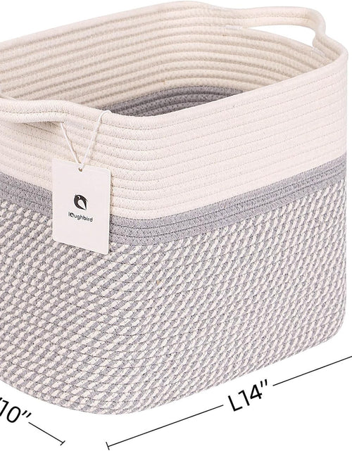 Load image into Gallery viewer, Slim Blanket Large Fabric Basket Dog Toy Baskets for Organizing Woven Rectangular with Handles,  14 inch, Pack of 2
