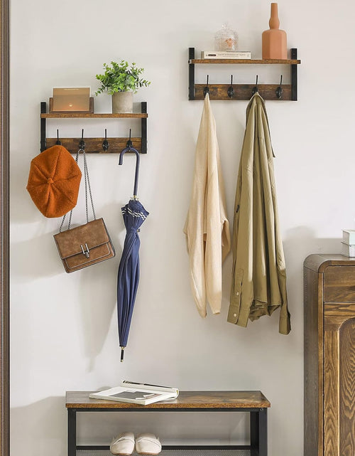 Load image into Gallery viewer, Coat Rack Shelf Wall Mounted, Coat Hooks Set of 2, Entryway Coat Hanger with 8 Hooks, 31.5&quot; Rustic Brown
