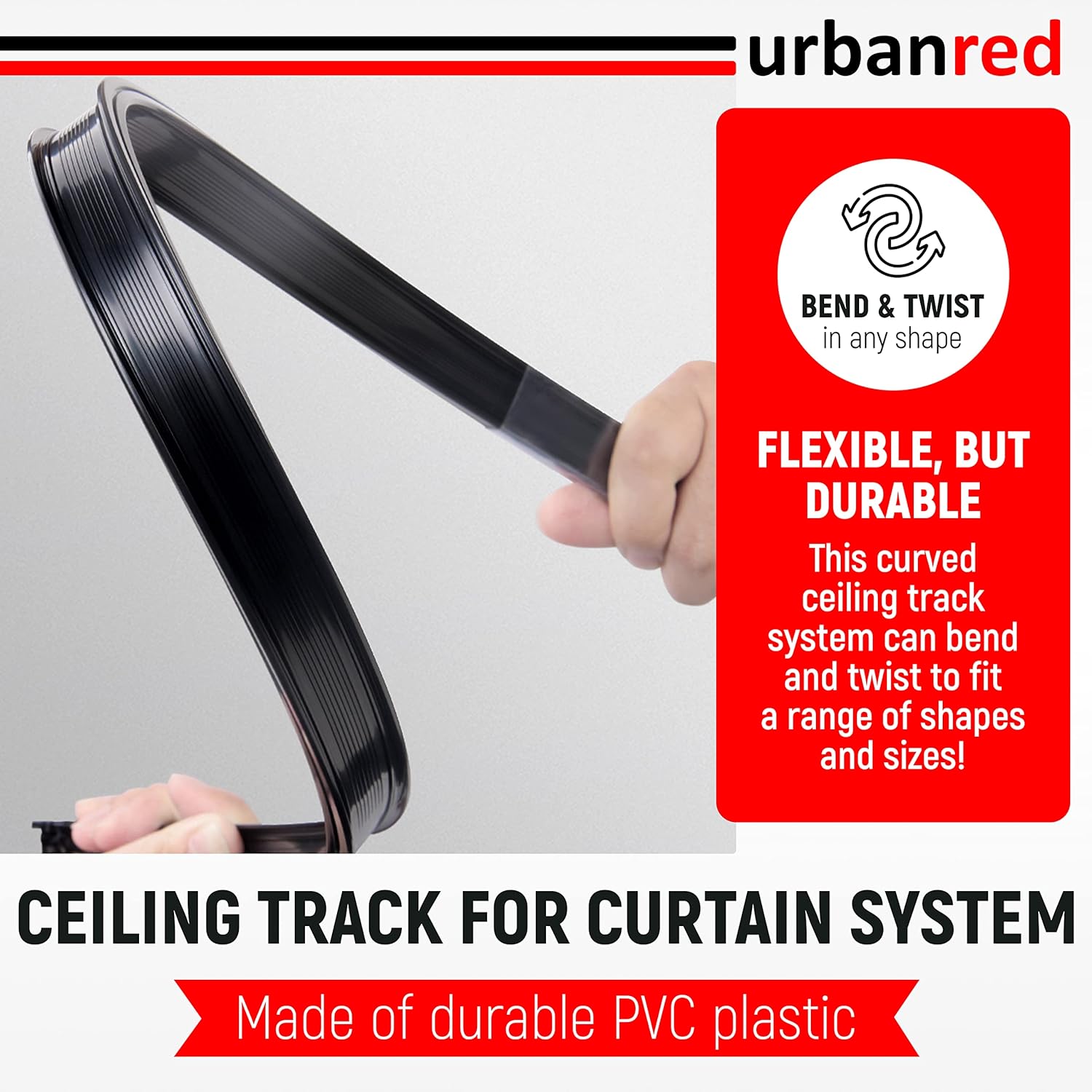 Flexible Bendable Ceiling Curtain Track, 9.8FT (3m), Ceiling Mount for Curtain Rail with Track Curtain System, Black