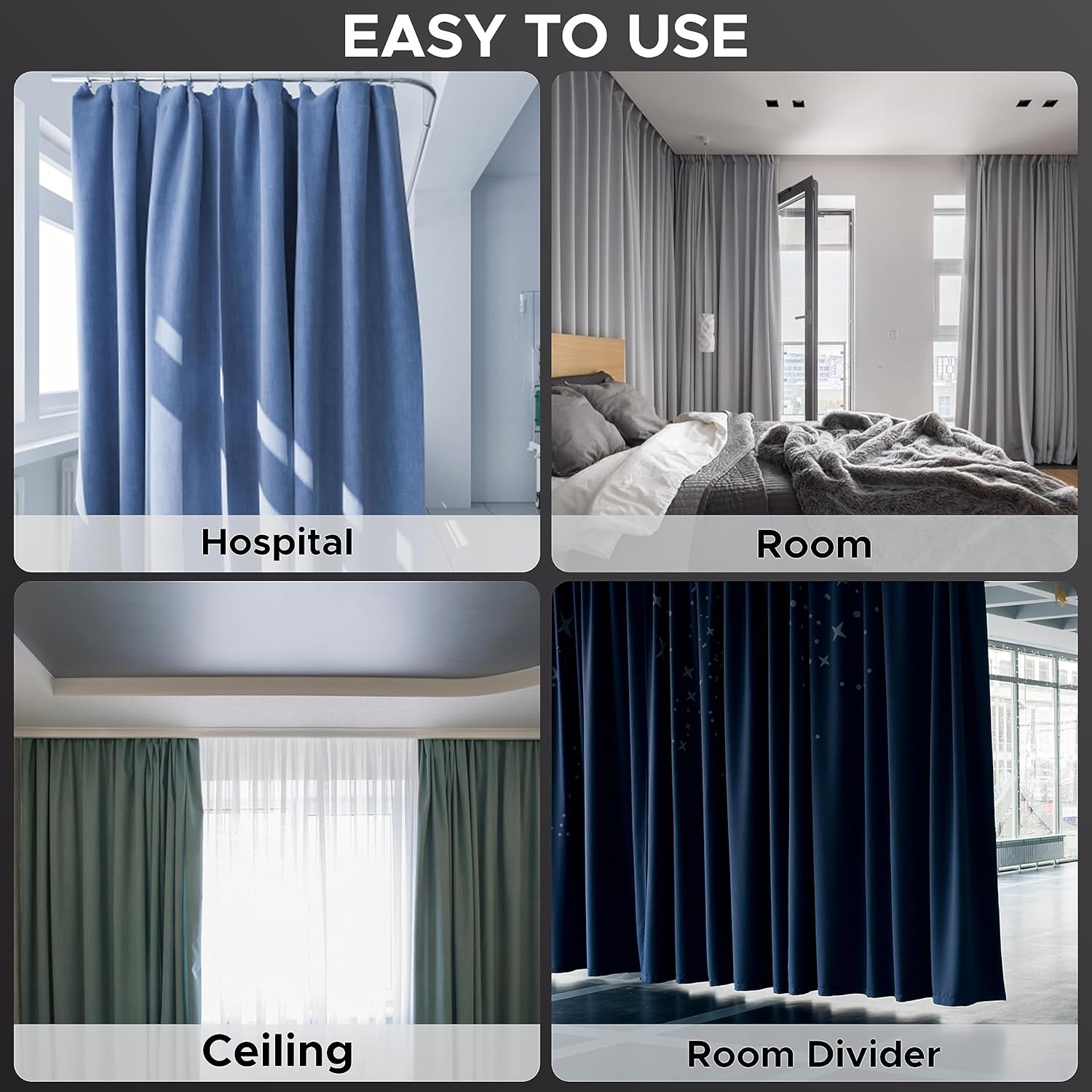 Ceiling Curtain Track Set - 3ft-16.4ft / 5 Meter For Living Room Bedroom Drop Ceiling Shower
