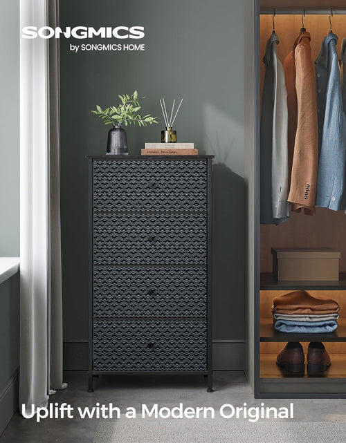 Load image into Gallery viewer, Closet Organizer and Storage Unit with 4 Fabric Drawers, Metal Frame, Ebony Black and Ink Black
