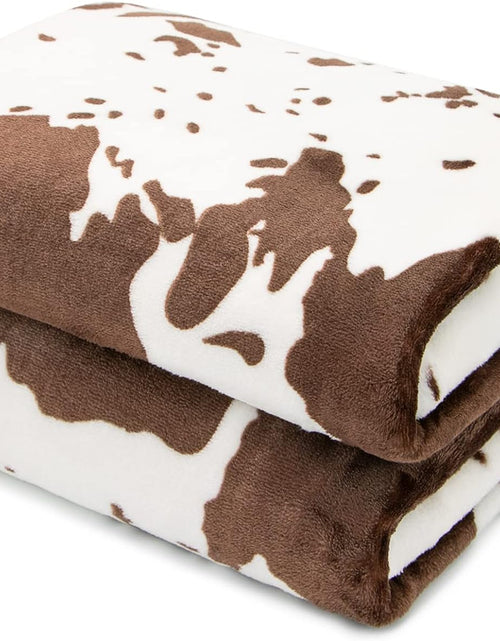 Load image into Gallery viewer, Cow Print Blanket Soft Fleece Flannel Cozy Cute Blankets Warm Plush Lightweight Throw All-Season, White Cow Throw
