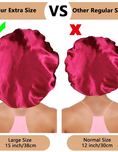 Load image into Gallery viewer, 3PCS Extra Large Satin Bonnets for Sleeping, Hair Bonnets for Black Women Braids Curly Hair, A
