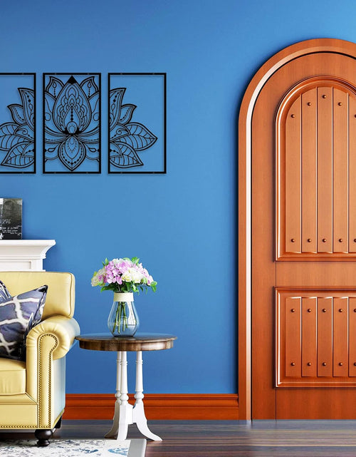 Load image into Gallery viewer, Large Lotus Flower Metal Wall Art 3-piece Set, Religion Faith Mandala Home Wall Decoration
