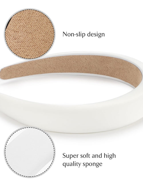 Load image into Gallery viewer, Padded Headband for Women, Wide Sponge HeadBands Plain Solid Hair Band Hoops, White
