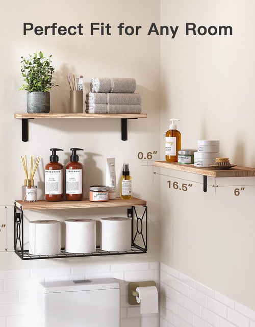 Load image into Gallery viewer, Bathroom Shelves Over Toilet with Storage Basket for Home Organization &amp; Wall Decor, Natural Wood
