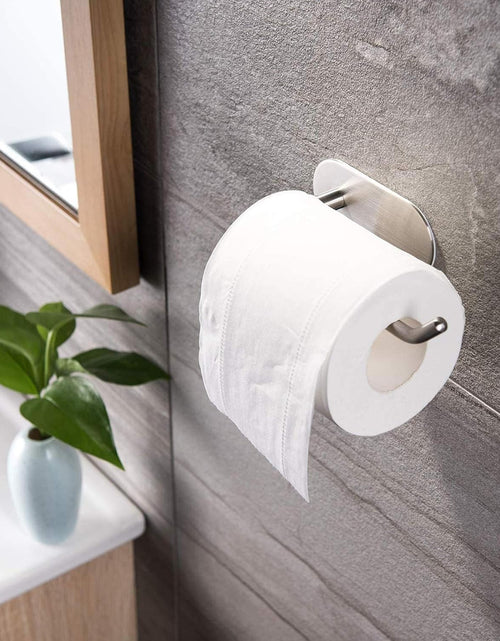 Load image into Gallery viewer, Self Adhesive Toilet Roll Holder for Bathroom Kitchen Stick on Wall Stainless Steel Brushed
