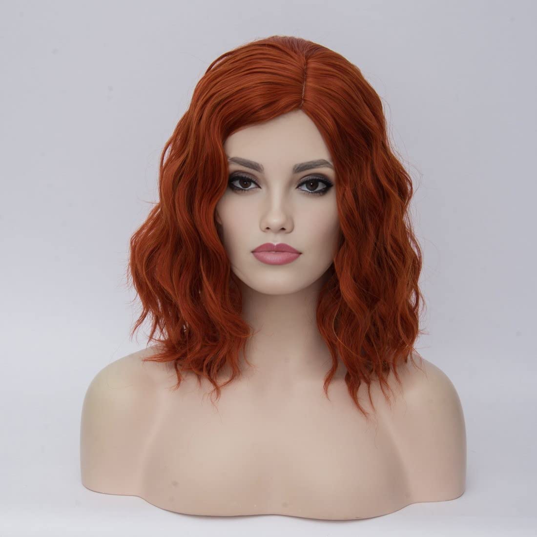 Short Curly Orange Wig, Heat Resistant 35cm Fashion Ginger Red Wig, Synthetic Curly Auburn Bob Wig Suit, Orange