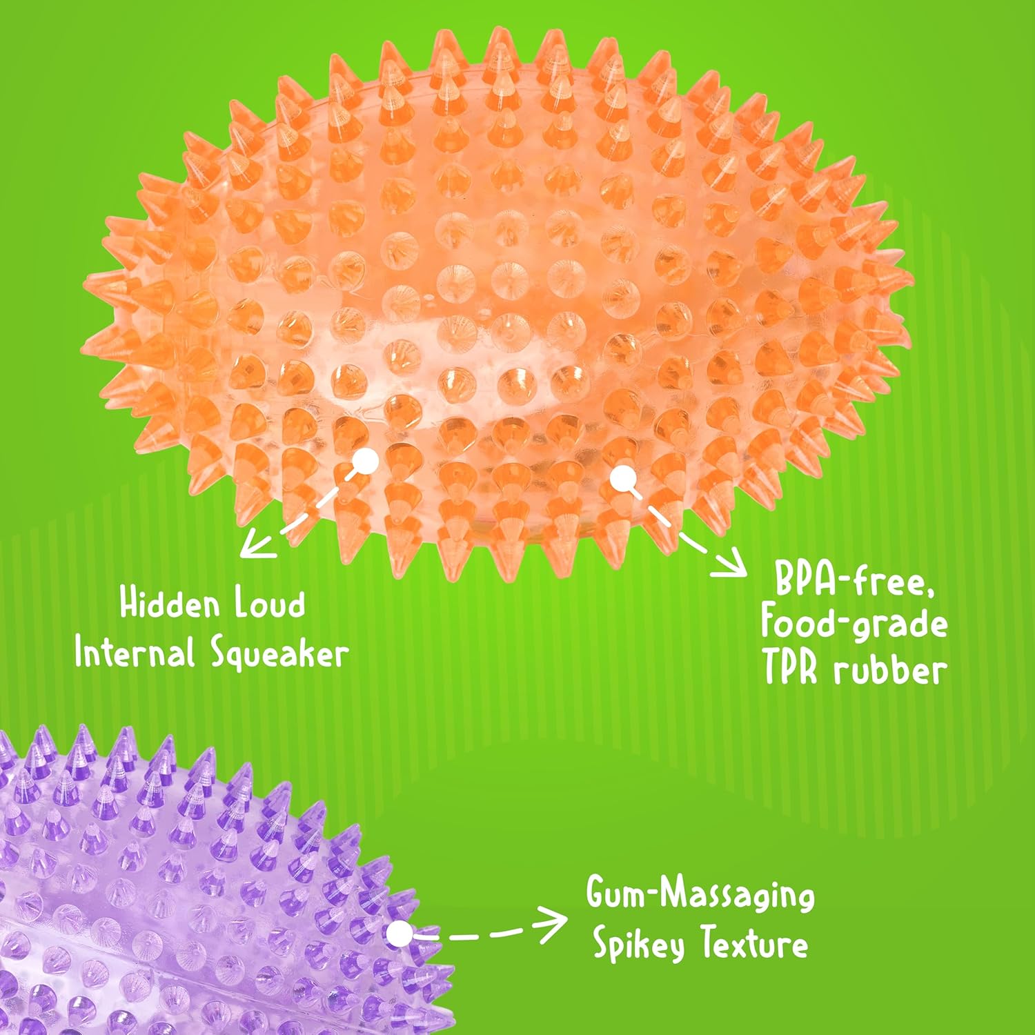 4.5” Spiky Squeaker Football Dog Toy - Large, Cleans Teeth and Promotes Good Dental and Gum Health for Your Pet