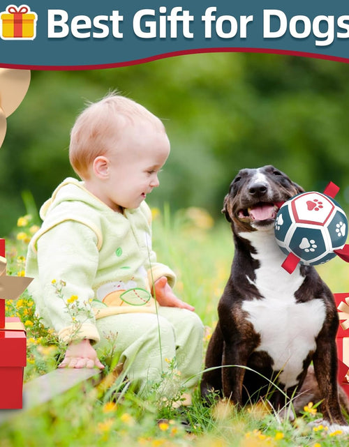 Load image into Gallery viewer, Dog Toys Soccer Ball with Straps, Outdoor Interactive Dog Toys for Tug of War, Puppy Birthday Gifts
