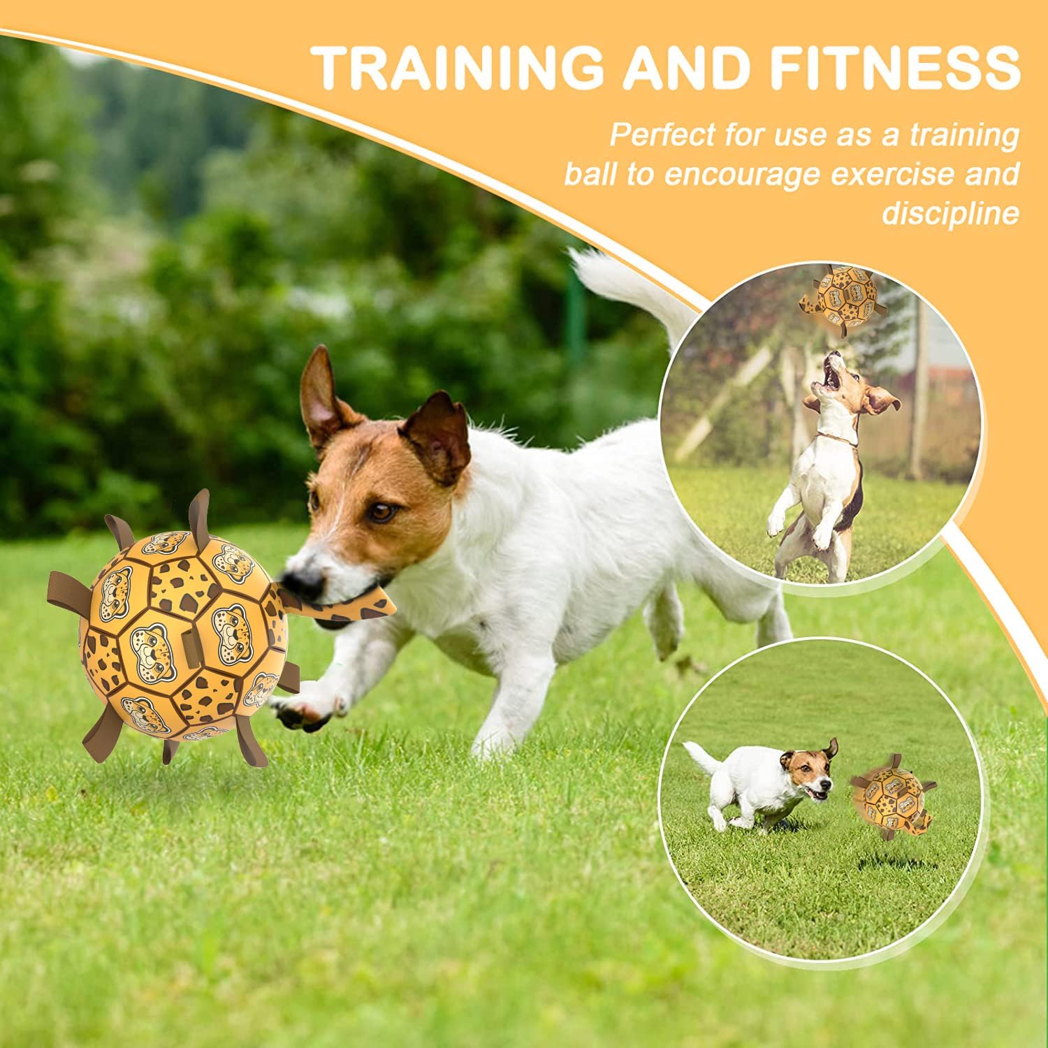 Dog Toys Soccer Ball with Straps, World Cup Interactive Dogs Toys for Tug of War  (Leopard - Large)