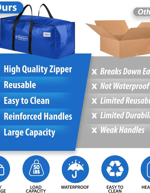 Load image into Gallery viewer, Heavy Duty Moving Bags or Storage Bags – Large Moving Boxes with Backpack Straps, Zippers &amp; Handles, 6 pack
