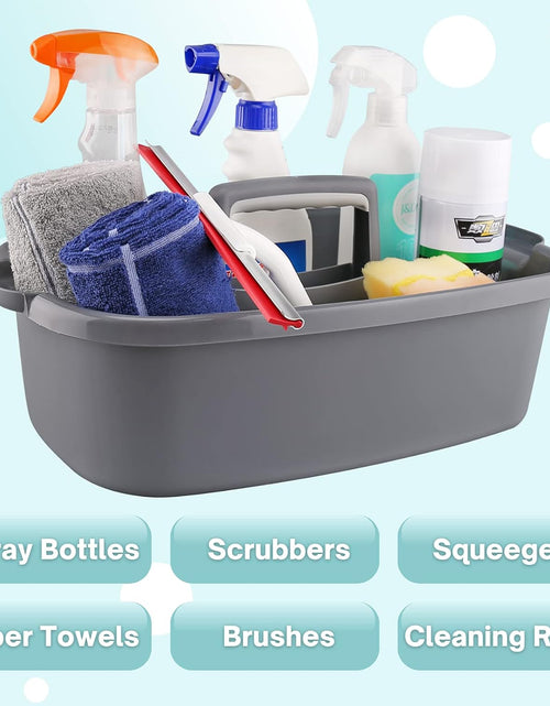 Load image into Gallery viewer, Cleaning Supplies Caddy, Cleaning Supply Organizer with Handle, Large Plastic Bucket, Portable Shower Basket Tote, Gray
