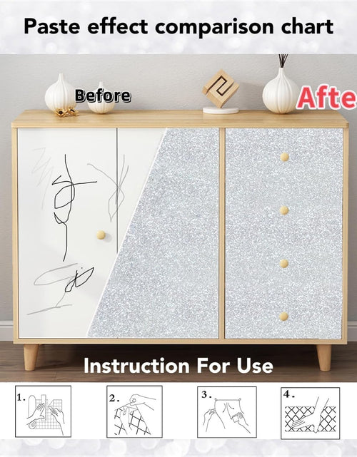 Load image into Gallery viewer, Glitter Silver Wallpaper Contact Paper Creative Covering Peel and Stick Wallpaper Removable Self Adhesive Paper DIY, 17.7&quot;x78.7&quot;
