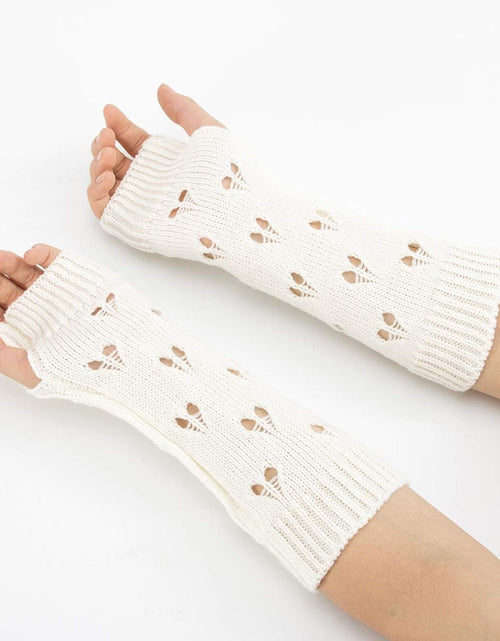Load image into Gallery viewer, Fairy Grunge Accessories Ripped Glove Crochet Aesthetic Arm Warmers, White
