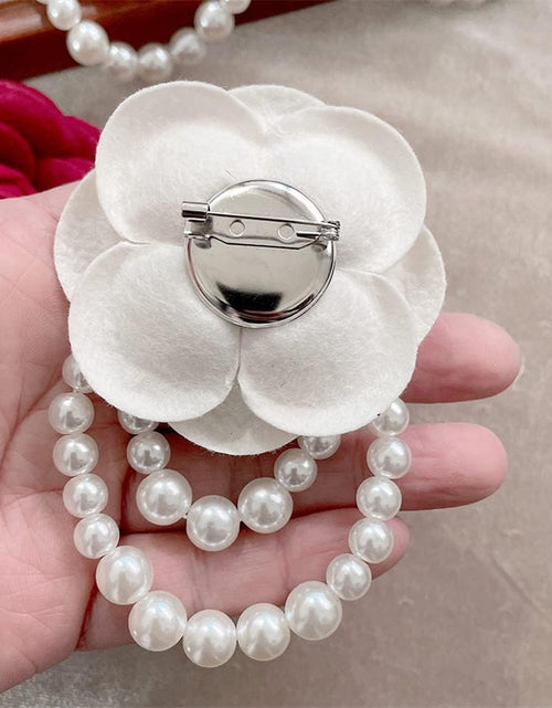 Load image into Gallery viewer, Camellia Flower Brooch Pins Pearl Tassel Corsage Jewelry Brooches for Women Shirt Collar Clothing Accessories
