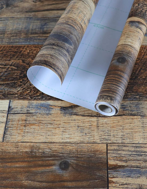 Load image into Gallery viewer, Faux Wood Wallpaper, Peel and Stick Self-Adhesive Vinyl Decorative Wallpaper Removable and Waterproof 17.7 x 787.4 Inches, Brown
