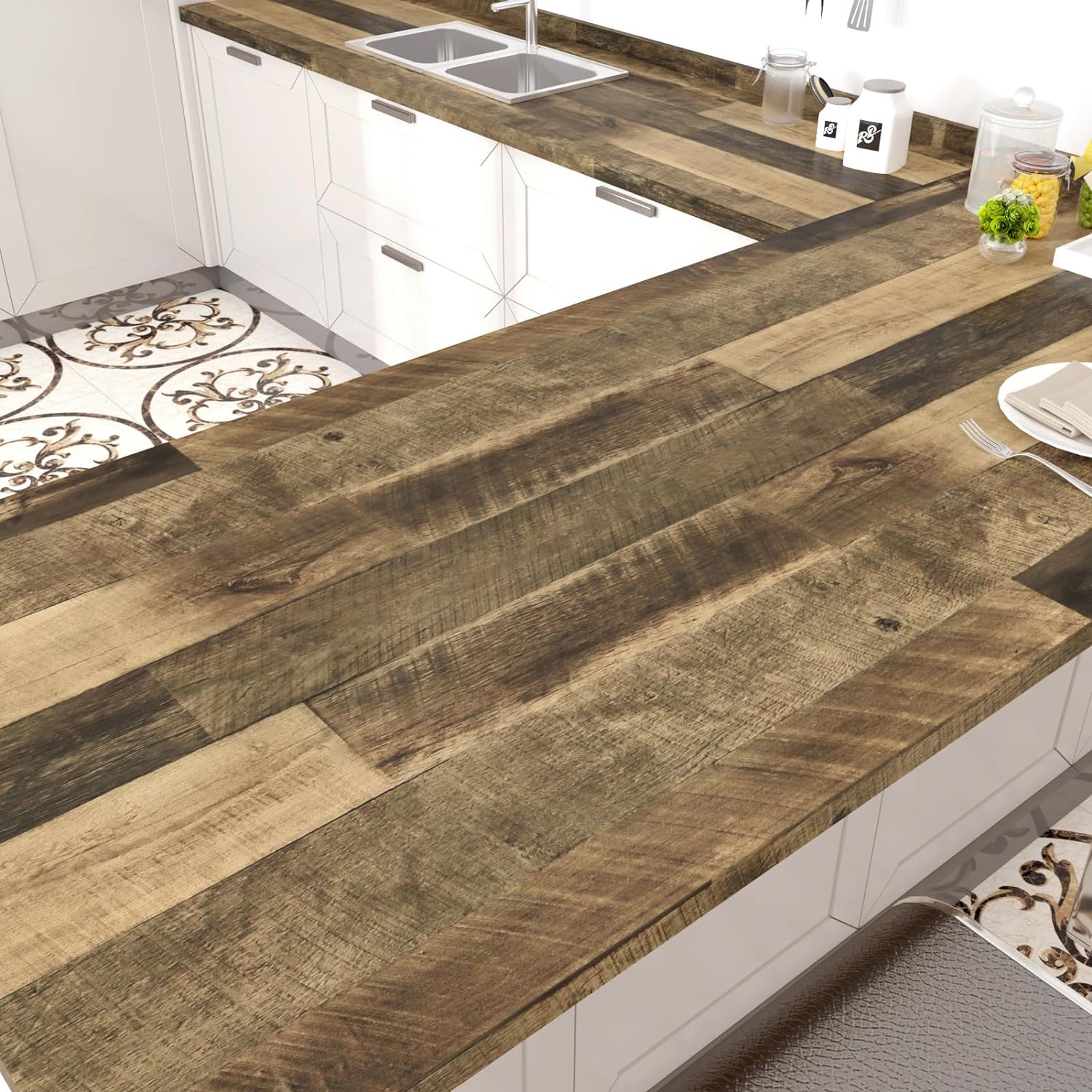 Brown Wood Wallpaper Peel and Stick Decorative Vinyl Countertop for Bedroom Accent Wall 15.75" x 78"