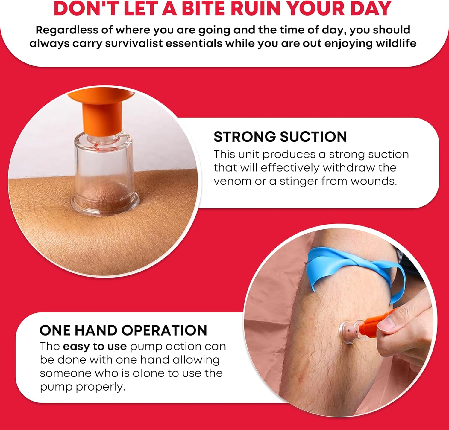 First Aid Snake Bite Venom Extractor Kit Latex Free