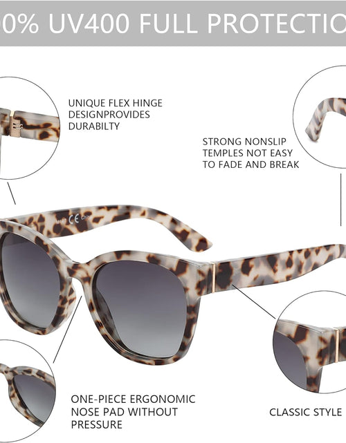 Load image into Gallery viewer, Cateye Polarized Sunglasses for Women - Oversized Sun Glasses UV400 Protection Retro Shades Designer Style (Grey Demi Frame)

