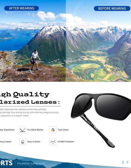 Load image into Gallery viewer, Polarized Sports Sunglasses for Men: UV400 Protection Glasses, Black
