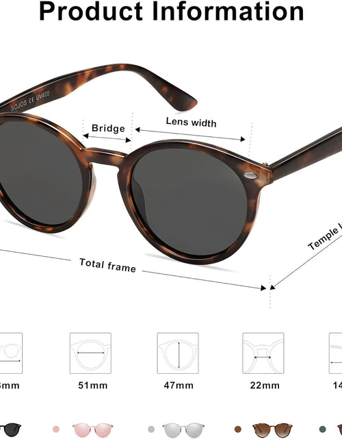 Load image into Gallery viewer, Retro Round Polarized Sunglasses for Women Men Classic Vintage Sunnies (Ancient Tortoise/Grey)
