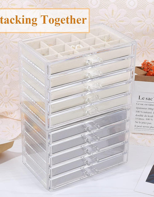 Load image into Gallery viewer, Earring Jewelry Organizer with 5 Drawers, Gift for Mom, Clear Acrylic Jewelry Box, Gray
