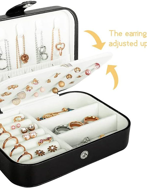 Load image into Gallery viewer, PU Leather Small Jewelry Organizer for Women Girls,Portable Mini Travel Case, Black
