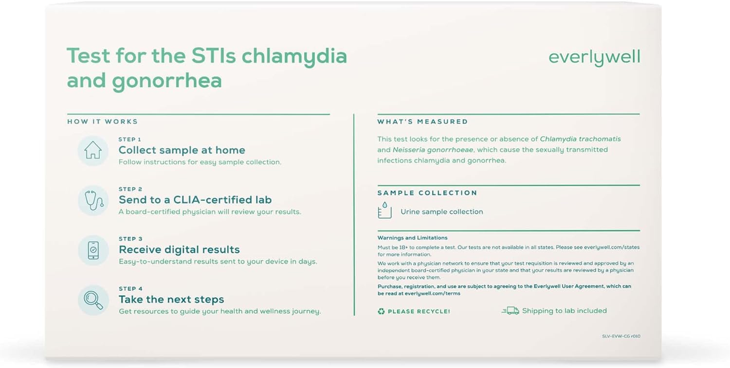 Chlamydia and Gonorrhea Test at-Home Collection Kit - Discreet, Accurate Results from a CLIA-Certified Lab Within Days - Ages 18+