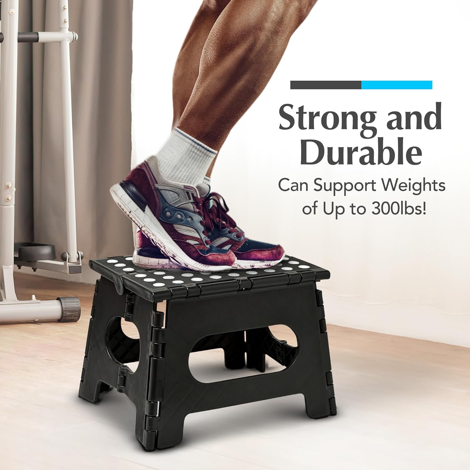 Handy Laundry - Folding Step Stool is Sturdy Enough to Support Adults and Safe Enough for Kids, Black