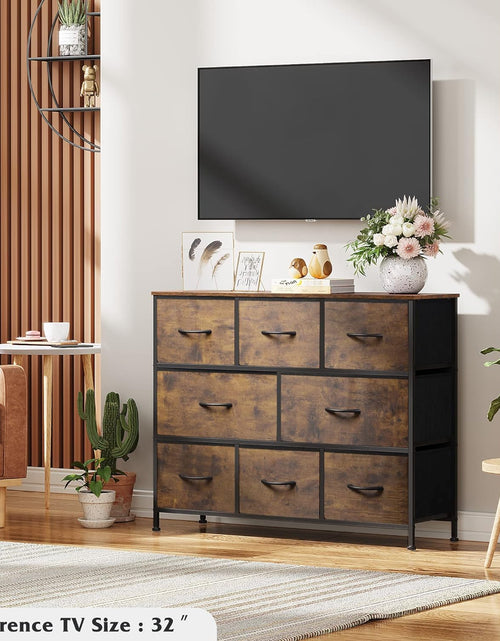 Load image into Gallery viewer, Fabric Dresser for Bedroom - Storage Drawer Unit as TV Stand for 32-43 inch TVs - Wide Dresser with 8 Large Deep Drawers
