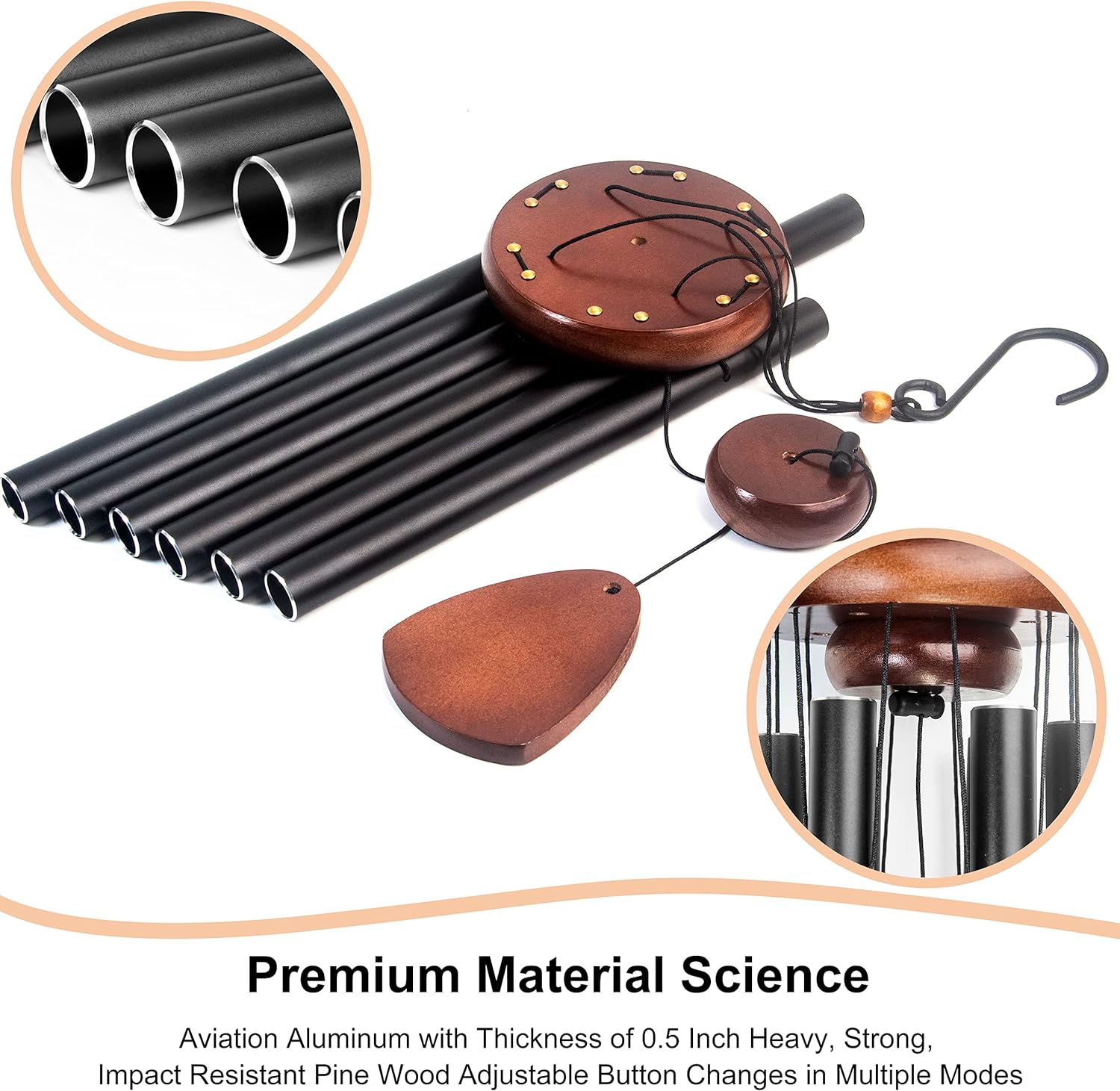 Large Aluminium Wind Chimes 37" Inches to Create a Zen Atmosphere Suitable for Outdoor
