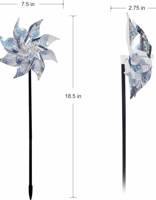 Load image into Gallery viewer, 10 Pack Reflective Pinwheels with Stakes, Extra Sparkly Pinwheel for Garden Decor
