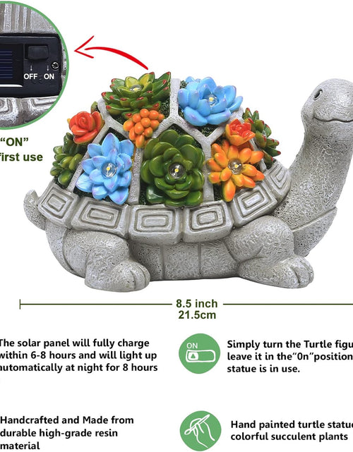 Load image into Gallery viewer, Garden Outdoor Statues Turtle with Succulent and 7 LED Lights
